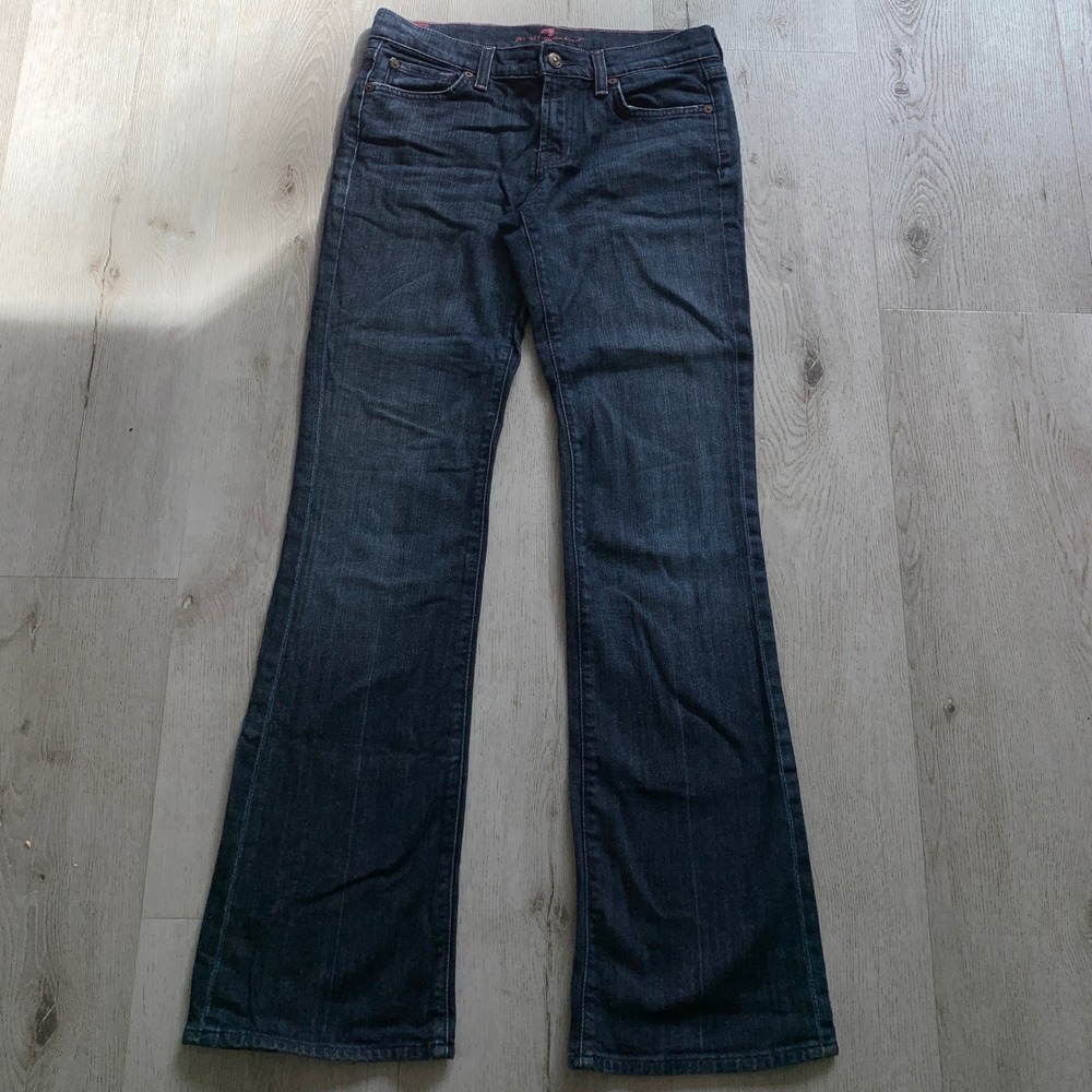 Vintage‎ 7 For All Mankind Women's Size 27 Blue Denim Boot Cut A-Pocket Jeans